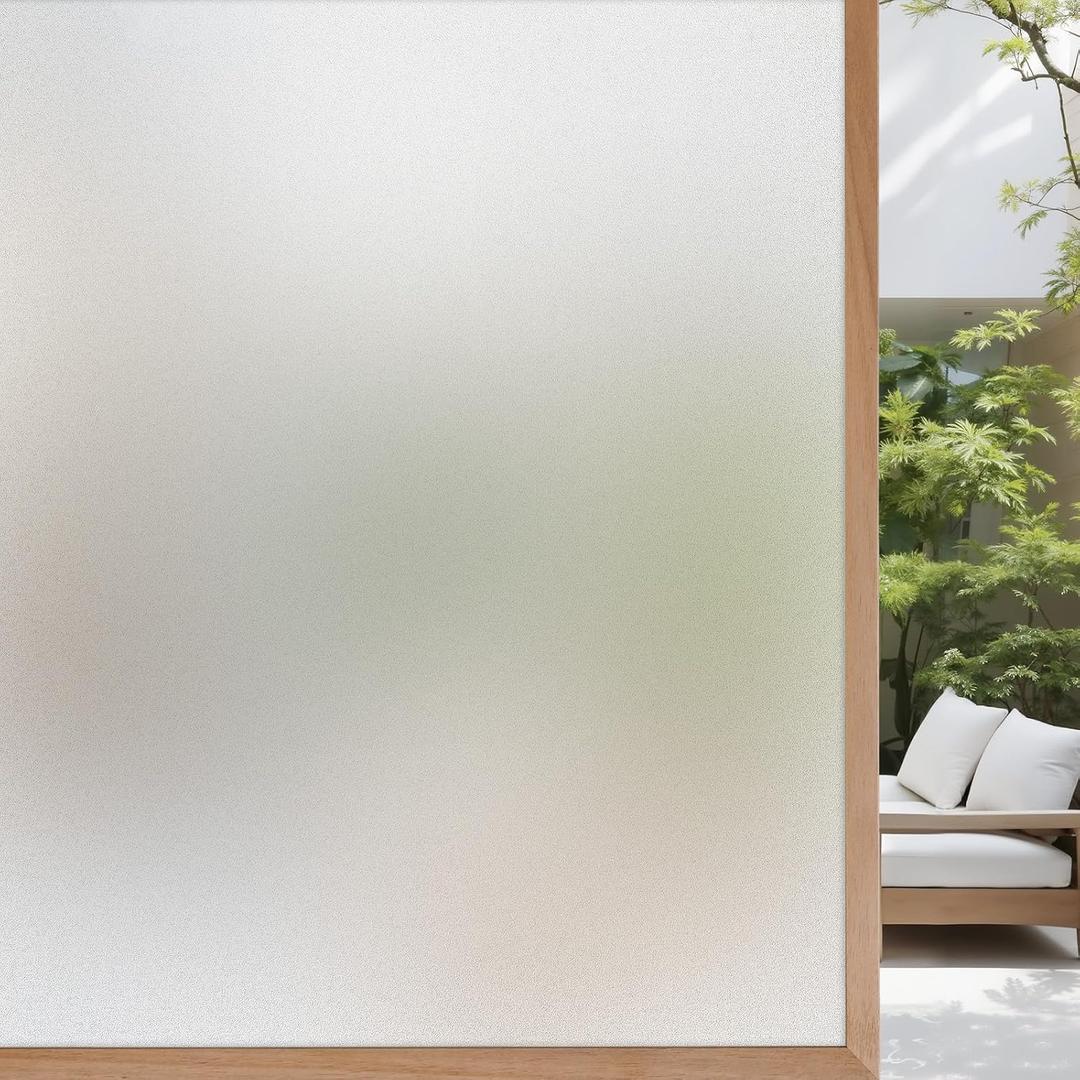 VELIMAX Window Privacy Film, Frosted Glass Window Film, Sun & Heat Blocking Decorative Static Cling Tint for Home Bathroom Office 29.5 x 78.7 inches