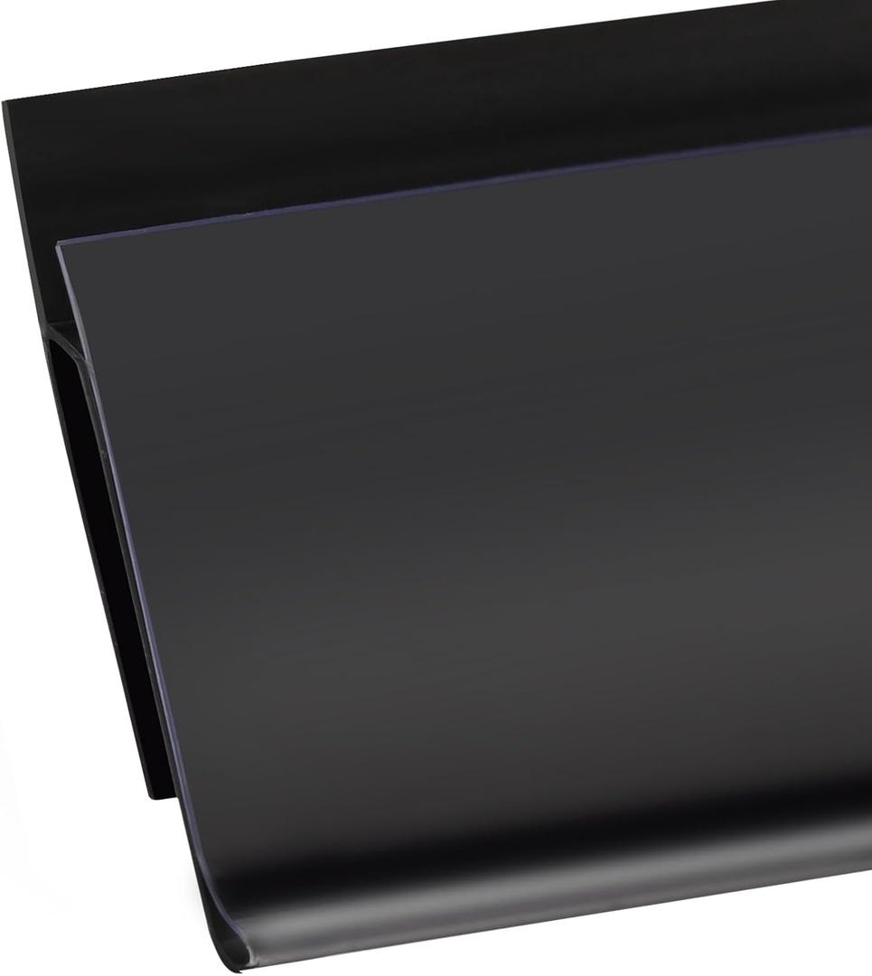 Shelf Label Strips, Pro Painter 100 Pack Snap-in 1.25H Angled Shelf Strip Price Tag Holder Fits Standard Gondola Shelf Channel, Clear Plastic Front/Black Back Sign Holder for 48 Long Shelf, 47-11/16 inches x 1 1/4 inches