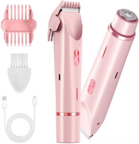 Dermave Bikini Shaver 2.0, Electric Bikini Trimmer for Women Pubic Hair, 2 in 1 Dual Head Body Hair Electric Razor, Waterproof, Wet/Dry