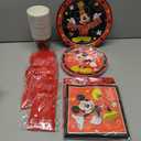 141 pcs Red Mouse Party Supplies Tableware Set, Cartoon Theme Birthday Party Decorations Include Paper Plates, Napkins, Tablecloth, Straws, Cups, Knives, Spoons and Forks (Red)