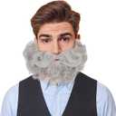 Yan Dream Short Curly Wizard Beard Men Full Fake Beard and Mustache Cosplay Costume Facial Hair