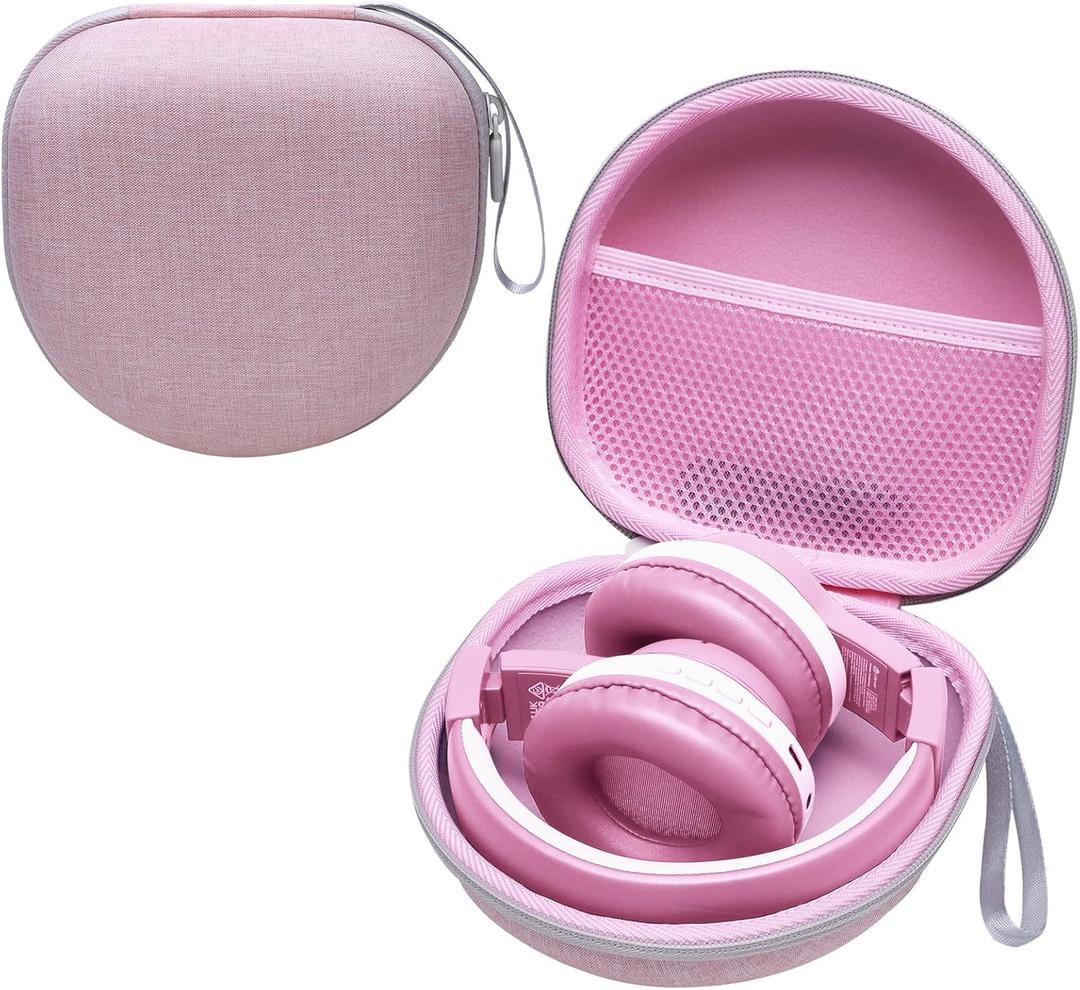Kids Headphones Case Compatible with iClever BTH12 / HS19 / BTH26 / JoySpark-T5 / Candy Bila BH03 / EarFun/IMYB/MIDOLA MD-B01 / noot Products Foldable Kids Headphones, Pink (Case Only)