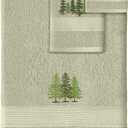 3 Pcs Rustic Pine Trees Bathroom Towel Set Farmhouse Embroidered Pine Trees Towels Vintage Decorative 100% Cotton Bath Towel Highly Absorbent Elegant Summer Decor Set for Bathroom