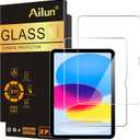 2 x Ailun Screen Protector for iPad 11th A16 2025 [11 Inch] / 10th Generation 2022 [10.9 Inch], Tempered Glass [Face ID & Apple Pencil Compatible] Ultra Sensitive Case Friendly [2 Pack]