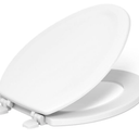 KOHLER 4647-0 Stonewood Elongated Toilet Seat, Elongated Wood Seat for Standard Toilets, Comes with Color-Matched Plastic Hinges, Home Essentials, White