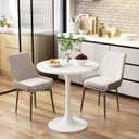 Round Dining Table 24" Circle Tulip Table with Wood Thickened Tabletop & Sturdy Metal Pedestal Mid Century Modern Leisure Bistro Kitchen Tables 2 People Small Places Living Room Cafe,White