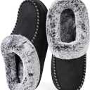 ULTRAIDEAS Women's Memory Foam House Slippers with Hard Bottom, Fur Lined House Shoes with Non-Slip Rubber Sole for Indoor & Outdoor, 9-10