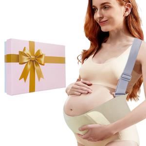 Upgraded Pregnancy Belly Band, Ultra-soft & Cozy Maternity Belly Bands for Pregnant Women, Adjustable Pregnancy Belt with Back Brace Straps for Abdomen, Back & Waist (L)