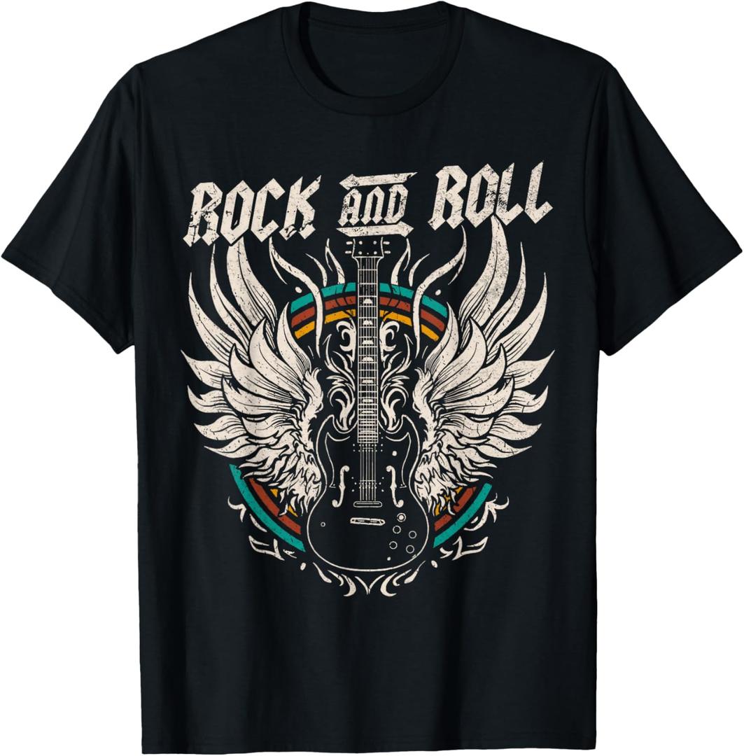 Rock and Roll Guitar Vintage Rock Music T-Shirt, Men
