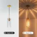 Gold Pendant Light Fixtures, 3 Pack Modern Pendant Lighting with Clear Striped Glass Shade, Hanging Pendant Lights Kitchen Island, Farmhouse Pendant Lighting for Dining Room Bedroom Bathroom