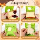 Sandwich Cutter and Sealer Set - 3Pcs Stainless Steel Crustless Sandwich Makers for Kids Lunch & Breakfast, Cookie Cutters with Dinosaur/Lace Wave/Circle Shapes, Perfect for Childrens Bento Box (Green+Orange+Blue)