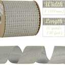 HUIHUANG Champagne Glitter Wired Ribbon 4 inch for Christmas Tree, Champagne and Blue Square Mesh Wired Ribbon for Large Bows, Garlands, Wreaths, Swag, Gift Wrapping, Home Decor- 10 Yards