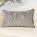 Yangest Grey Throw Pillow Cover Velvet Cushion Cover Branches Rectangular Pillowcase for Sofa Couch Bedroom Living Room, 12x20 Inch