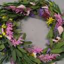 Hotop 2 Pcs Spring Summer Door Wreath for Front Door 22'' Artificial Daisy and Lavender Floral Wreath with Green Leaves Jasmine Orchid Flower for Indoor Outdoor Home Wedding Farmhouse Window Decor