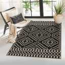 Lahome Bijou Moroccan Easy Jute Carpet, 3x5 Indoor Outdoor Entryway Patio Rug 3x5 Farmhouse Black Washable Living Room Rug, Non Slip Indoor Outdoor Carpet for Patio Courtyard Deck