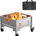 16 Inch Portable Plug Stove, Collapsible Wood Burning Stove for Outside, Outdoor Folding Square Firepits for Camping Picnic Backyard Patio Garden with Carrying Bag, Stainless Steel