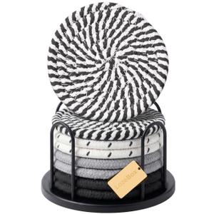 Lazebox Coasters Set of 8 for Drinks, 4 Inch Large Coasters for Coffee Table, Tabletop Protection for Hot & Cold Drinks, Versatile Coasters for Home Decor, Non-Slip & Easy to Clean, Marble Style