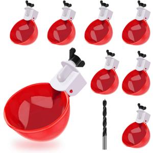 Darcvds Professional Chicken Waterer Cups, 8 Packs Large Chicken Water Feeder, Tee Fittings Poultry Waterer Suitable for Duck, Chicks, Goose, Turkey, Bunny and Bird with Mounting Hole Opener