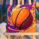 Reivworl Paint by Numbers Kit for Kids with Frame and Easel, Basketball Paint by Number for Kids Age 6-8-12, Paint by Numbers for Gifts and Home Decor (8X8inch)