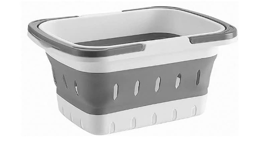 ANNIYA 1 Pack Portable Plastic Shower Caddy Tote, Collapsible Small Basket with Handles, Box Organizer Bin for Bathroom, Kitchen, College Dorm,Gym (Grey)
