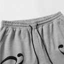 Men's Graphic Letter Wide Leg Sweatpants Drawstring Waist Street Sport Pants with Pockets (Gray, M)