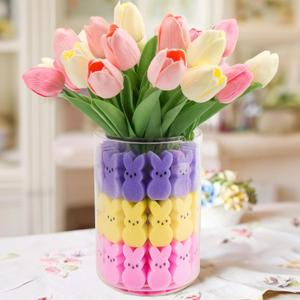 ORIENTAL CHERRY Easter Decorations - Easter Peeps Bunnies Vase Filler Set, Spring Decor Home Indoor Decoration Centerpieces for Tables