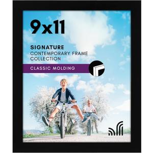 Americanflat 9x11 Picture Frame with Shatter-Resistant Glass - Signature Collection - Gallery-Style Frames Made of Engineered Wood - Photo Frame for Tabletop and Wall Display - Black