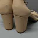 Women's Heeled Sandals Open Toe Ankle Strap Chunky Heels Dress Shoes Wide Feet Friendly, Size 7, Beige