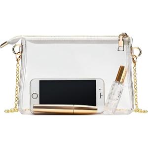 Crossbody Bag with Zipper, Clear Stadium Bag for Concerts, Sports (White, Medium)