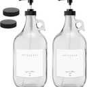Laundry Detergent Dispenser for Laundry Room - Two Half Gallon Glass Jugs for Fabric Softener Dispenser, Liquid Laundry Soap Dispenser and Bleach - 64 oz. Black Commercial Liquid Pump Dispenser