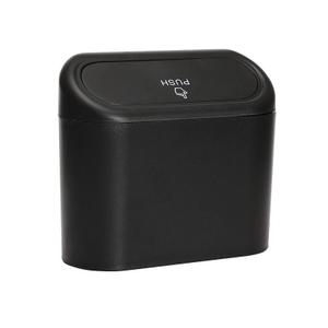 Mini Car Trash Can with Push Lid, Compact Vehicle Garbage Bin, Armrest Mount Seat Car Trash Bag Storage Box Organizers Waste Bin Trash Containers Black