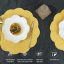 AHHFSMEI Round Faux Linen Placemats Set of 4 Heat Resistant Non-Slip Stain Proof Table Mats for Kitchen Dining Elegant Decor Place Mats (Yellow,4)