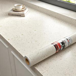 Decotalk Beige Terrazzo Peel and Stick Wallpaper Matte Terrazzo Contact Paper for Countertops Waterproof Beige Countertop Contact Paper 17.7x120 Inch Speckled Wallpaper for Countertop