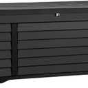 DWVO Outdoor Louver Storage Deck Box w/120 Gallon Capacity, Large Storage Box for Outdoor Pillows, Garden Tools and Pool Supplies, Resin, Waterproof, Lockable (Black)