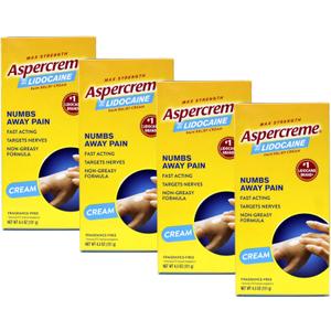 Aspercreme with 4% Lidocaine Pain Relief Cream 4.3 oz Pack of 4
