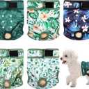 Dog Diapers Female 5pcs,Reusable Dog Doggie Puppy Doggy Diapers Female, Period Panties in Heat, Leaf, Large