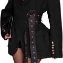 Symina Blazer Dress for Women Casual Long Sleeve Oversized Blazer Coats Fall Work Office Suit Jackets with Belts, M