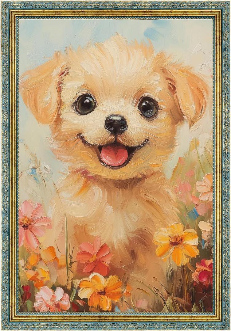 16x24 Frame Gold Blue, Elegant Floral 24x16 Picture Frame, for 16 x 24inch Gallery Photo Pic with HD Plexiglass, 1.5in Widen 1in Thick, Horizontal Vertical Wall Display