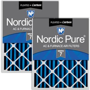 Nordic Pure 16x25x4 Pleated MERV 7 Plus Carbon Air Filters 2 Pack