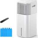FLOWBREEZE 24" Windowless Portable Air Conditioner, 15H Timer & 120Oscillation, 3-IN-1 Portable AC Unit w/Remote, 2Gal Tank, 3 Modes & Speeds, Ultra-Quiet Ventless Swamp Cooler for HomeOffice, Creamy