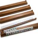 Wooden Mahjong Racks with Pushers Set of 4  Premium Mahjong Tile Racks and Mahjong Pushers Combo, Essential Mahjong Accessories for American Mah Jongg/Dominoes - 17.5 Inches (Burnt Color)