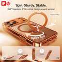 CASEKOO Glossy 360 Spin Magnetic Stand for iPhone 17 Pro Max Case [Fit for MagSafe][17FT Military Protection] Slim Hand-Polished Frame Titanium Alloy Sturdy Stand 6.9", Glossy Cosmic Orange