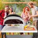 Pizza Oven Table for Ooni, Ninja, Woodfire, Blackstone, Bighorn, Cuisinart, Outdoor Grill Table for Ooni Pizza Oven Accessories, Movable Pizza Oven Stand as Food Prep Cart, Barbecue Tool Set