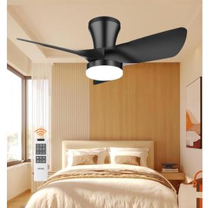 Black Ceiling Fan with Light 30inch, Large Air Volume, Ceiling Fans with Lights for Bedroom Kitchen Dining room Patio