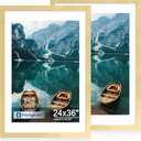 Hongkee 24x36 Frame Set of 2, Gold Wood Style - Display Posters 20 x 30 with Mat or 24x30 without Mat, Wall Mounting Horizontal and Vertical