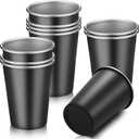 10 Packs Stainless Steel Cups Unbreakable 16 oz Metal Cup for Drinking Black Shatterproof Water Tumblers Stackable Tumbler for Birthday Party Camping Bar Travel Restaurant Outdoors Supplies