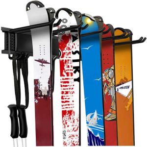 Garage Storage Organization System Ski Wall Rack 10 Pairs of Skis Mount Hanger Home Shed and Garage Snowboard Wall Rack System Holds Up to 300lbs