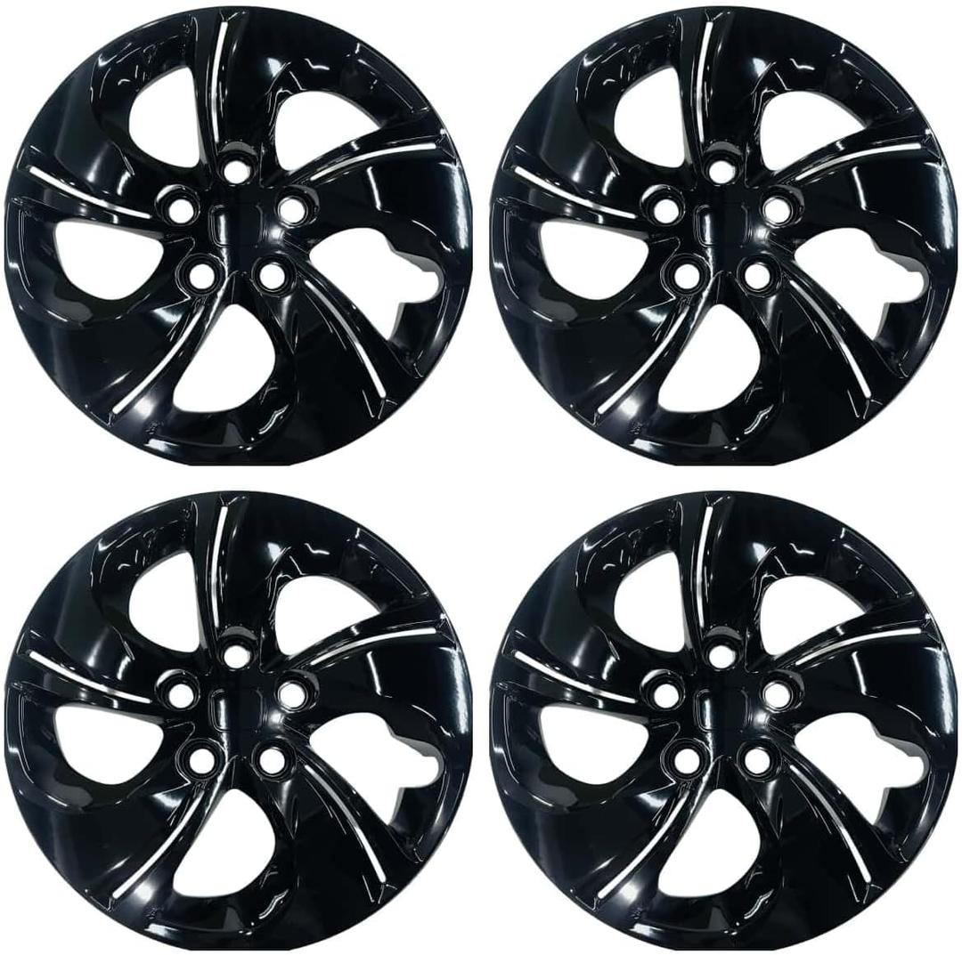 4-Pack Hubcaps Fit for 2006-2011 Honda Civic; Wheel Rim Covers Compatible with 2013-2015 Honda Civic 15'' Steel Wheel (Glossy Black)
