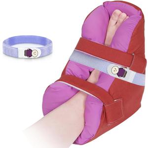 Egg Crate Foam Heel Protector Cushion for Pressure Sores Relief, Foot Pillow for Bed Sores & Heel Pain, Suitable for Elderly,Bedridden in Home or Hospital Care (Rustic Red-Standard Size)