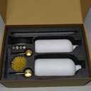 [Luxury] Kitchen Soap Dispenser Set - 16OZ White Glass Bottle, Stainless Steel Pump, Instant Dry Tray, Waterproof Labels, Non-Slip Silicone Pad, and Dish Brush | Upgrade for Your Kitchen and Bathroom